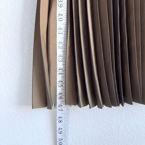 NWT Amour Vert Cambria Pinstripe Pleated Sleeveless Dress in Bronzed Olive Sz S - Picture 14 of 16